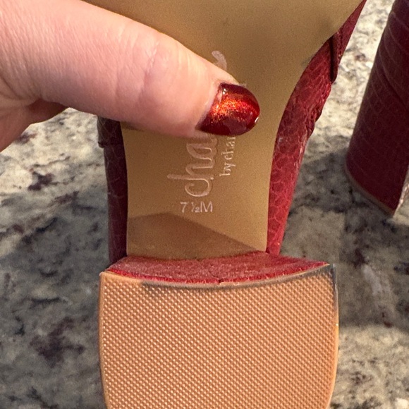 Charles By Charles David Burgundy Croc-Embossed Heeled Boots - Picture 4 of 6